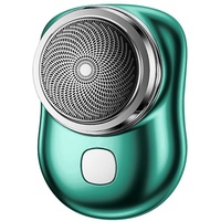 Mini-Shave Elektrische Rasur, Tragbarer Mini-Elektrischer Rasierer für Männer, Taschengröße Nass-Trockenrasierer USB Wiederaufladbare Rasur für Reisen Auto Zuhause (Grün)