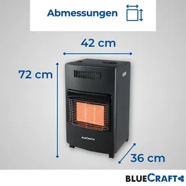 Bluecraft - 3 in 1 Infrarot Gas Heizofen 4,2 kW inkl. Anschlusszubehör und Gasd...
