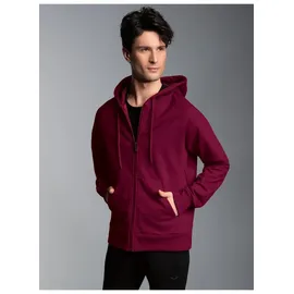 TRIGEMA Sweatjacke "TRIGEMA Sweatjacke mit Kapuze", Herren, Gr. M, rot (chianti, melange), 70% Baumwolle, 30% Polyester, Basic, Sweatjacken