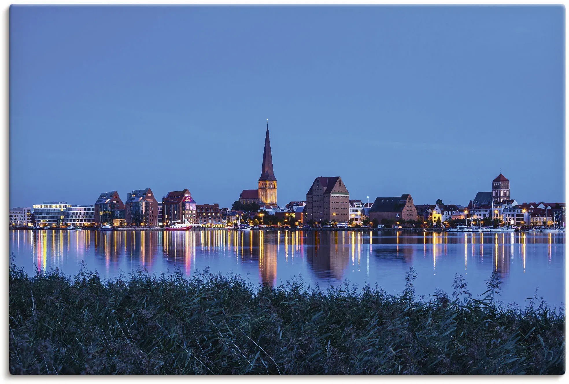 Artland Leinwandbild »Blick über Warnow auf Rostock«, Rostock, (1 St.), auf Keilrahmen gespannt Artland blau