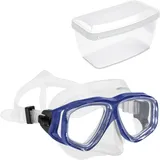 Sea-Lion Tauchmaske für Einsteiger, Unisex, Taucherbrille, professionelle Schnorchelbrille, Hoher Kopfformen, Stoßfester Polycarbonat-Rahmen, Einfache Bandverstellung (Blau)