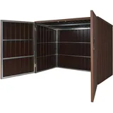 Wpc-fahrradgarage Hhg 054, Geräteschuppen Fahrradbox, Metall Holzoptik Abschließbar 2 Räder 172x213x112cm Braun