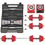 3 in 1 Hanteln Set Hantelset Verstellbar Mit Verbindungsstange| Kurzhantel & Lan