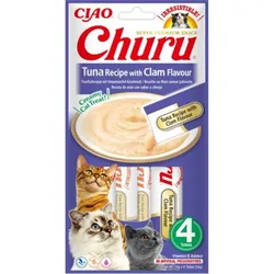 INABA Churu Tuna with clam flavour 4x14g Thunfisch mit Muscheln für die Katze