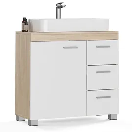 VASAGLE Waschbeckenunterschrank 3 große Schubladen 70 x 64 x 30 cm Beige