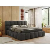 MKS Meble Boxspringbett 160x200 cm mit Bettkasten, Bett mit Matratze H3... Boxspringbett mit Topper T25 - NIRA - Dunkelgrau Velvet - H3