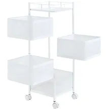 [en.casa] Rollwagen Sunndal mit 4 Ebenen 79,5x27x27cm Weiss