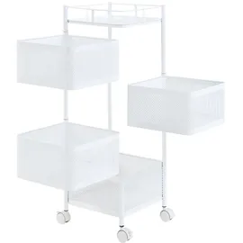 [en.casa] Rollwagen Sunndal mit 4 Ebenen 79,5x27x27cm Weiss