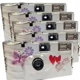 5X 1A PHOTO PORST Einwegkamera Edition Butterfly, Schmetterling, mit Blitz, Batterien und Film (5er Pack, je 27 Aufnahmen)