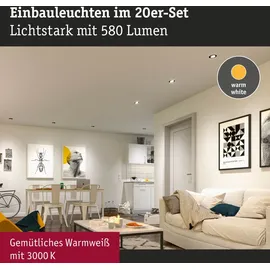 Paulmann Einbauleuchte 20er-Pack rund 82mm 4,8W 450lm 3000K Weiß