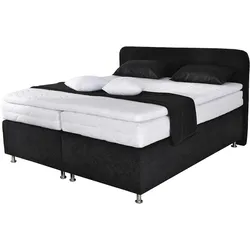 Boxspringbett, inkl. Kaltschaum-Topper, schwarz, , 37907359-0 Microvelours