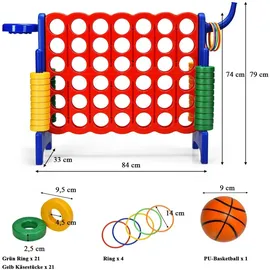 Costway Riesiges 4 Gewinnt Spielset mit Basketballkorb und Wurfspiel