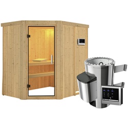 KARIBU Sauna »Wenden«, inkl. 3.6 kW Saunaofen mit externer Steuerung, für 3 Personen - beige