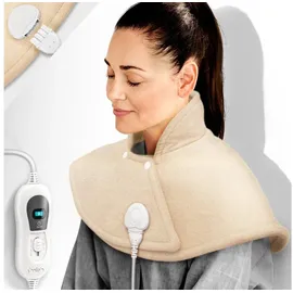 sinnlein Heizkissen elektrisch Nacken und Rücken | Heizcape mit 3 Temperaturstufen & Abschaltautomatik beige