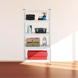 Relaxdays Schwerlastregal Stahl 150 x 75 x 30 cm 5 Ebenen weiß