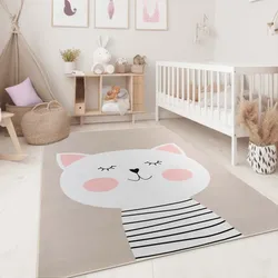 Fresh Kids Tiere Katze Taupe 160x220 cm
