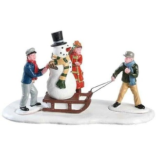Lemax 83355 Kids Playing Figuren Weihnachtsdorf Schneemann Schlitten