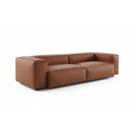 KAWOLA Sofa CELESTE 4-Sitzer Lederfaserstoff cognac