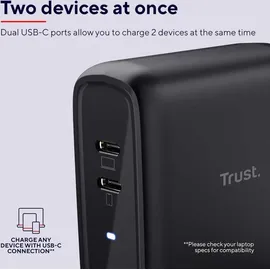 Trust Maxo 65W Dual USB-C-Ladegerät, Schwarz