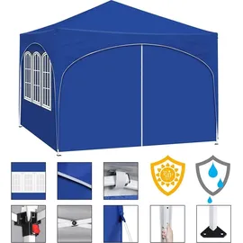 Woltu Faltpavillon 3 x 3 m inkl. 4 Seitenteile Blau