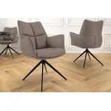 riess-ambiente Esszimmerstuhl PAPILLON braun / schwarz · 360° drehbarer Stuhl mit Echtlederbezug (Einzelartikel, 1 St), Polsterstuhl mit Armlehne · Metallgestell · Modern Design braun