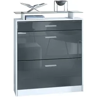 Vladon Schuhschrank Grau, Holzwerkstoff, 89x104x23 cm, Garderobe, Schuhaufbewahrung, Schuhkipper