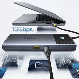 Baseus Metal Gleam Serie II 7-in-1 USB-C - USB-C PD100W / 2x USB-A / 2x HDMI 4K / USB-A 3.0 / USB-C 3.0, optimiert fr alle Gerteanforderungen Grau