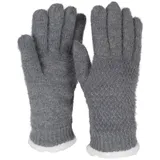 Stylebreaker Strickhandschuhe mit Reiskornmuster und Fleece Grau Einheitsgröße
