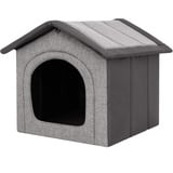 Hundehütte Hundehöhle Hundebett Hundehaus Katzenhöhle Tierbett XXL - 70x60 cm hellgrau mit Graphit