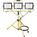 PICAA LED Baustrahler mit Stativ 3x 100W(300W) Kaltweiß Bauscheinwerfer, LED Fluter Arbeitsscheinwerfer Wasserdicht IP66 für Garage, Garten, Baustelle