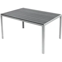 INDA-Exclusiv XL Non-Wood Gartentisch Aluminium Silber / grau 180x90cm