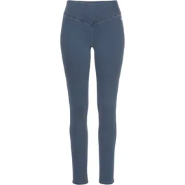 Buffalo Jeggings BUFFALO, Damen, Gr. 40, N-Gr, blau (jeansblau, blau), Web, Obermaterial: 69% Baumwolle, 21% Polyester, 8% Viskose, 2% Elasthan, unifarben, Basic, figurbetont, Hosen Jeggings, mit breitem Bund