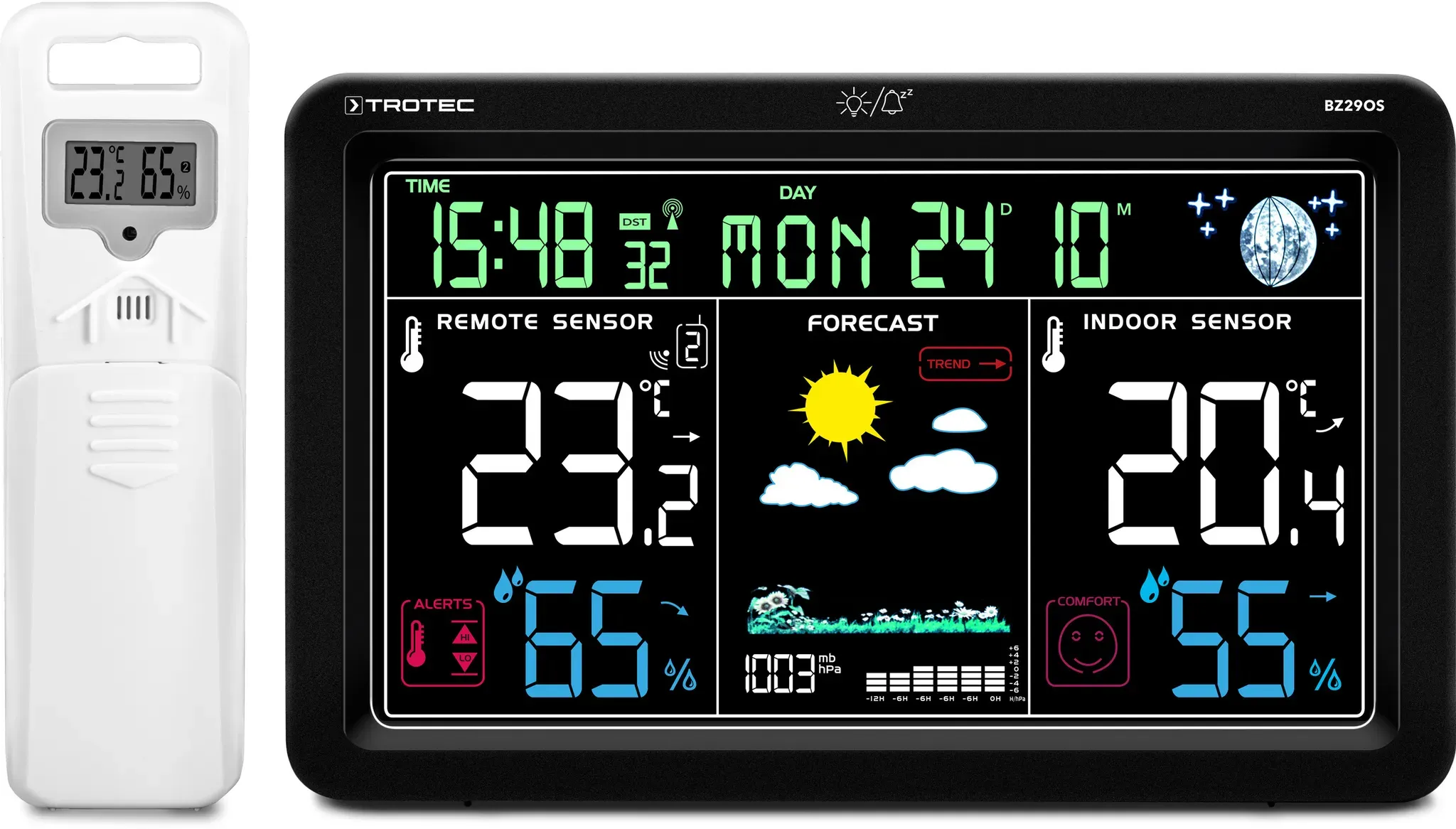 Trotec BZ29OS digitaal draadloos weerstation en klimaatmonitor met buitensensor