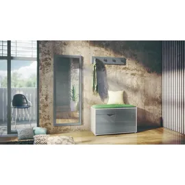 Vladon Hanko Schuhbank 160x190x33 cm Grau/Weiß