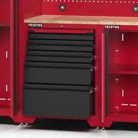 feistos Werkstatteinrichtung Novo 2 Metall Werkstattschrank schwarz | rot 45,7x264x198cm