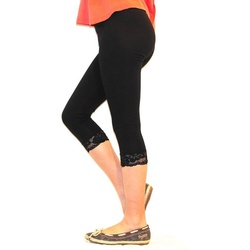 YESET Caprihose Mädchen Kinder Leggings Leggins Hose Capri 3/4 kurz Spitze Baumwolle S schwarz 140