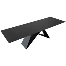 möbelliebling Esstisch Keramik grau 180(220) x 90 ausziehbar Butterfly-Gestell schwarz MIA