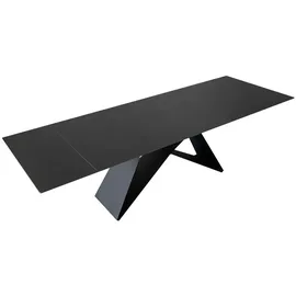 möbelliebling Esstisch Keramik grau 180(220) x 90 ausziehbar Butterfly-Gestell schwarz MIA