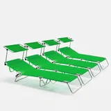 4er Set Strandliegen Liegestühle Sonnenliegen Klappbar Aus Aluminium Cancun - Grün