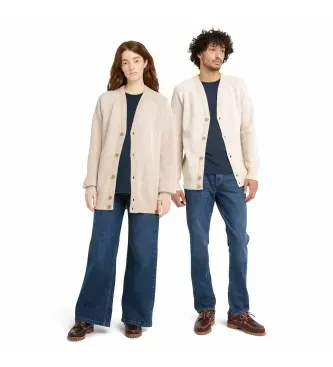 Timberland Unisex. TB0A62G7EGM1 Phillips Brook Unisex-Strickjacke mit beigen Raglanärmeln (M), Lässig, Wolle