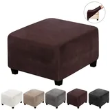 BTTO Stuhlhusse Hockerbezug Sofahusse Stretch Bezug Schonbezug Hocker Sofahusse, mit elastischem Band, Runde/Eckige Hocker braun