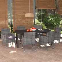 vidaXL Garten-Essgruppe 7-tlg. Grau
