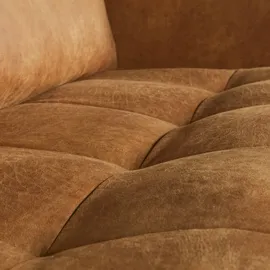 Woood Sofa Rodeo Classic 3 Sitzer Lederoptik, modern klassisch, cognacbraun, komfortabel gepolstert