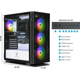 Ankermann Gaming Power V3 Intel Core i9-12900F | Nvidia GeForce RTX 5070 12GB 32GB DDR5 RAM 1TB NVMe SSD Windows 11 WLAN & Bluetooth Libre Office