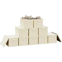 Woltu 10er Set Aufbewahrungsboxen mit Deckel, mit Griffen, faltbar,