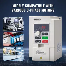 Vevor Frequenzumrichter VFD 3 PS, 2,2 kW, 5 A, 3-Phasen-Wechselstrom, 380 V Eingang auf 3-Phasen-Wechselstrom, 0 – 380 V Ausgang, Frequenzumwandler, 50/60 Hz Eingang, 0 – 2000 Hz Ausgang