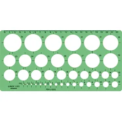 LINEX Kreis-Schablone 116S 1-35mm 32 Kreise grün Packung mit 10 Stück
