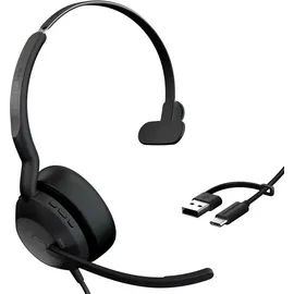 JABRA Evolve2 50 On Ear Headset kabelgebunden, Bluetooth® Mono Schwarz