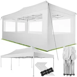 tectake® Pavillon, mit Aluminiumgestell, wasserdicht und mit UV-Schutz, inklusive Spannseile, Heringe und Tragetasche