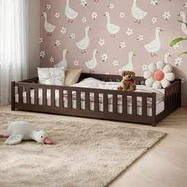 Kids Collective Jugendbett mit Rausfallschutz 140 x 200 cm Kiefer braun dunkelbraun